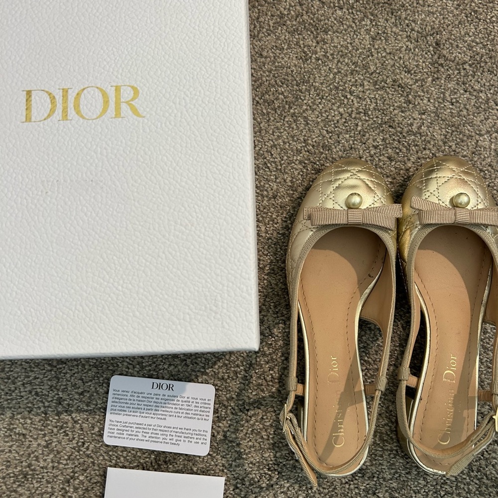 Dior Gold Quilted Flats (used)
